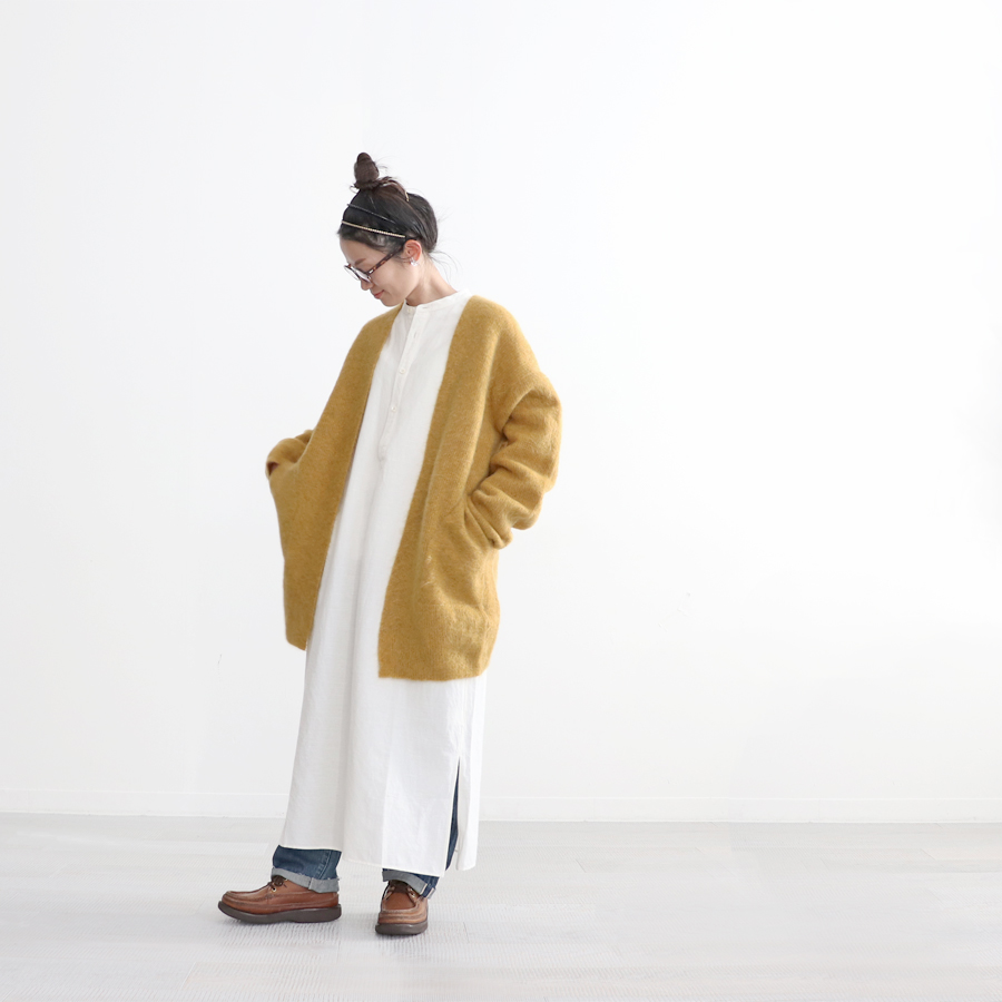 unfil (アンフィル) stretch superkid mohair cardigan (モヘア