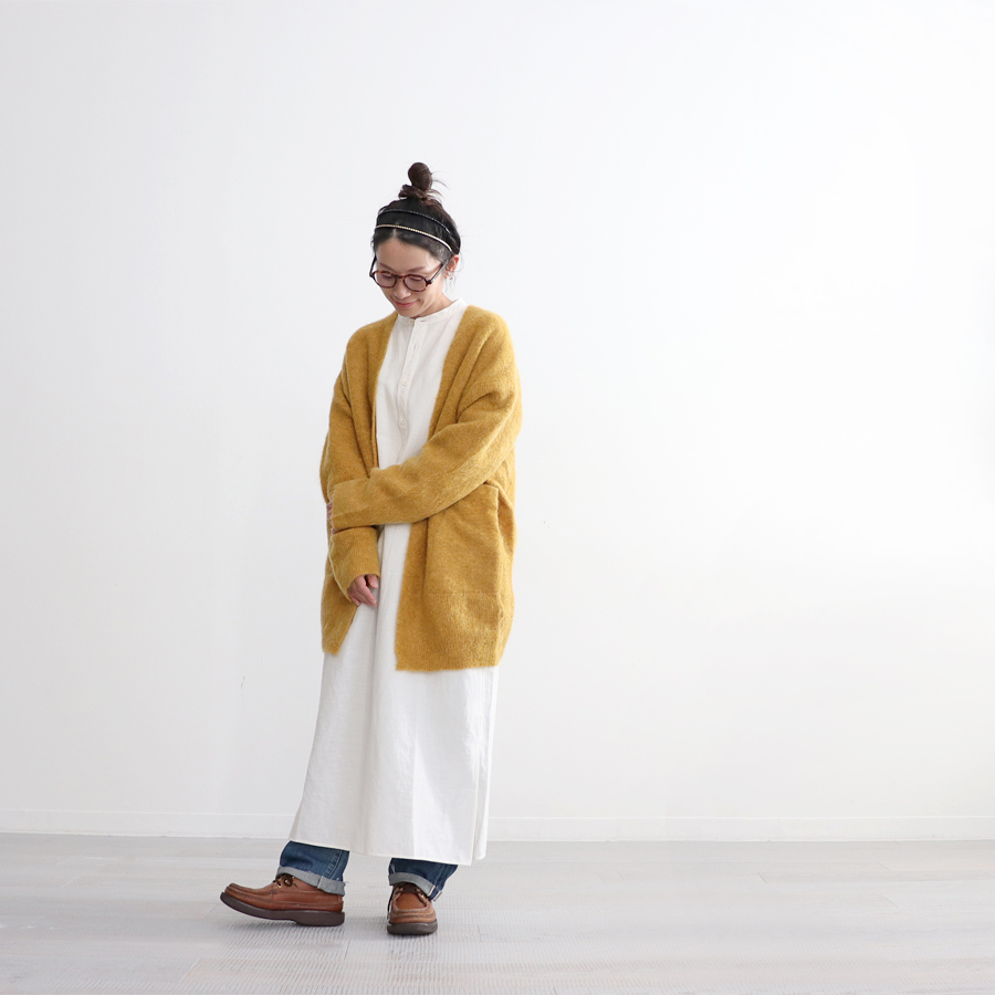 unfil (アンフィル) stretch superkid mohair cardigan (モヘア