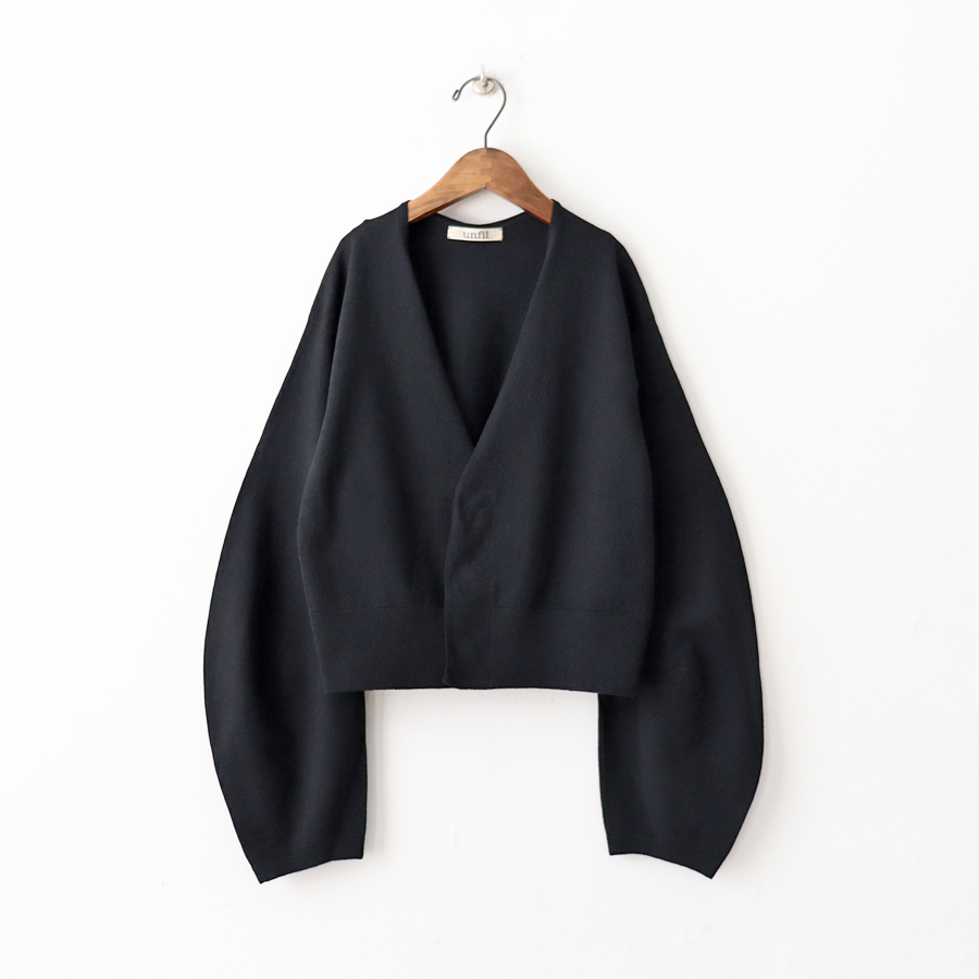 unfil (アンフィル) stretch organic cotton cropped cardigan