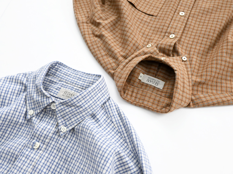 SEDAN ALL-PURPOSE　TWILL PLAID BIG BD SHIRT/オフ×ブルー/M