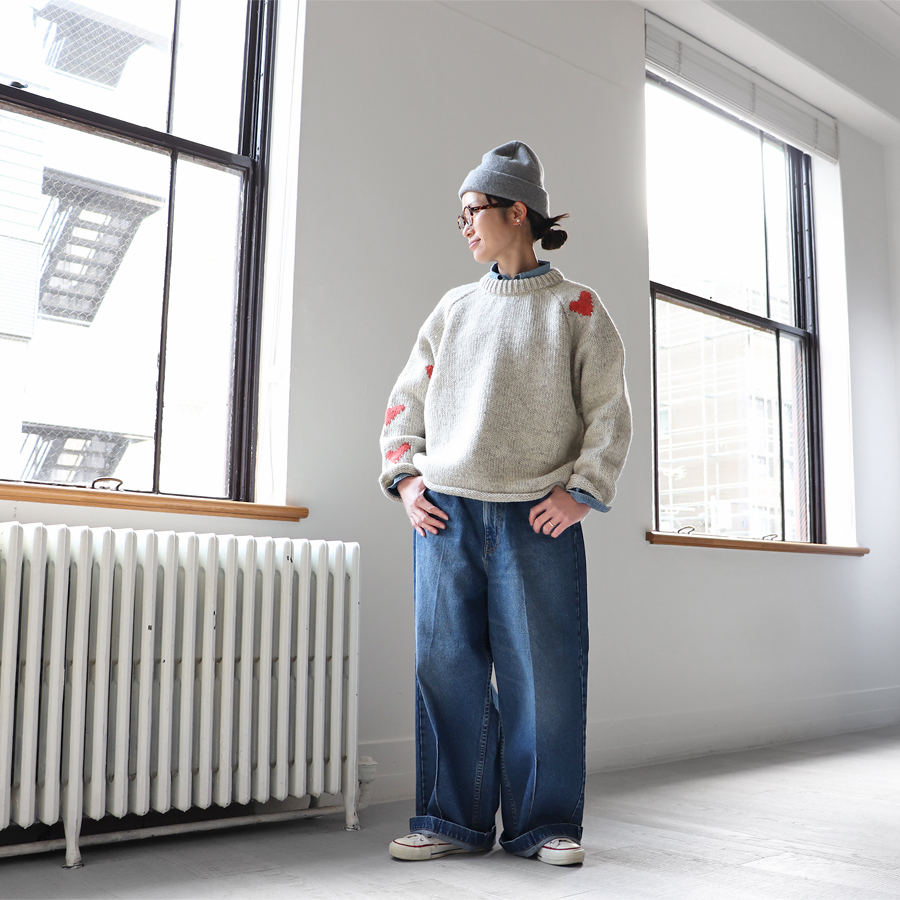 saro別注 ONEFIFTH ラグランセーター Random Heart ≪Special Order≫ ONE FIFTH (ワンフィフス) ラグランセーター