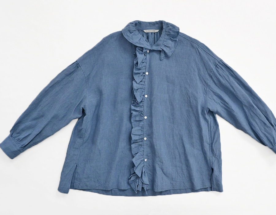 【新品】【2025SS】　TOUJOURS Ruffle Shirt サイズ2 TOUJOURS (トゥジュー) Ruffle Shirt (リネン・フリルシャツ)