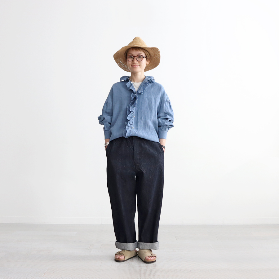 【新品】【2025SS】　TOUJOURS Ruffle Shirt サイズ2 TOUJOURS (トゥジュー) Ruffle Shirt (リネン・フリルシャツ)