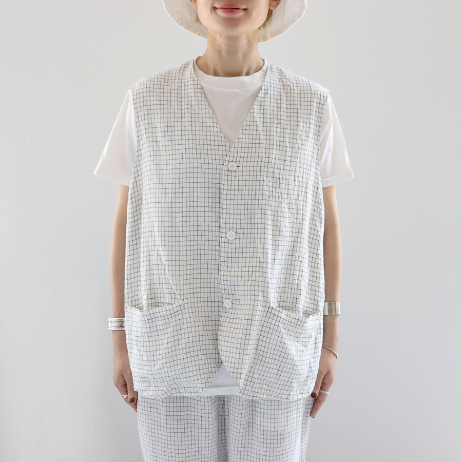 TOUJOURS (トゥジュー) Oversize Vest (ウィンドウペン
