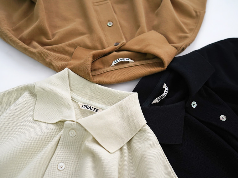 Auralee - PIMA COTTON HEAVY PIQUE POLO (DARK NAVY) — EQUIPMENT