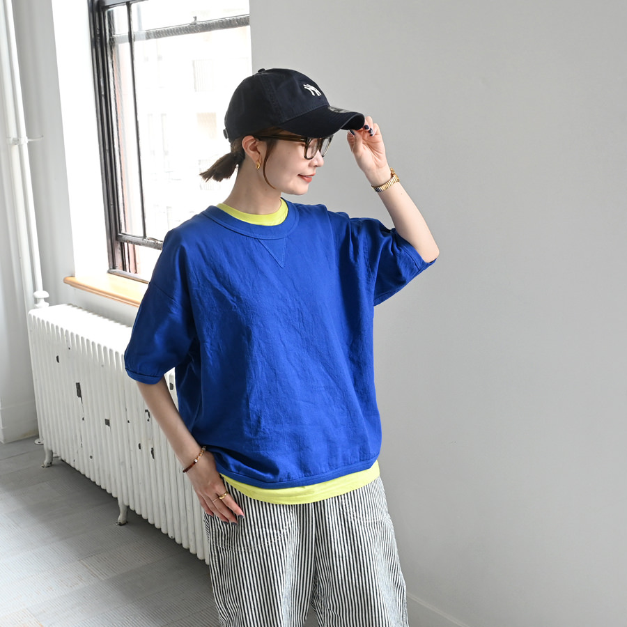 maillot /マイヨ　リネンリッチビッグスウェットシャツ maillot / linen rich big sweat shirt-Tee NAVY – CASDAY