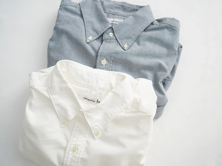 【美品】nanamica スナップシャツ 半袖 ポケット 刺繍ロゴ ホワイト nanamica Open Collar Wind H/S Shirt Ecru（ナナミカ オープン