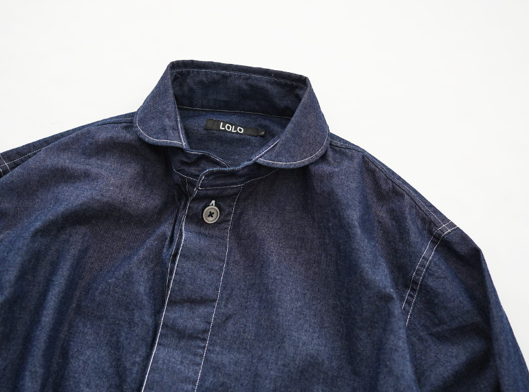 LOLO (ロロ) 定番プルオーバー型 前開きデニム比翼シャツ