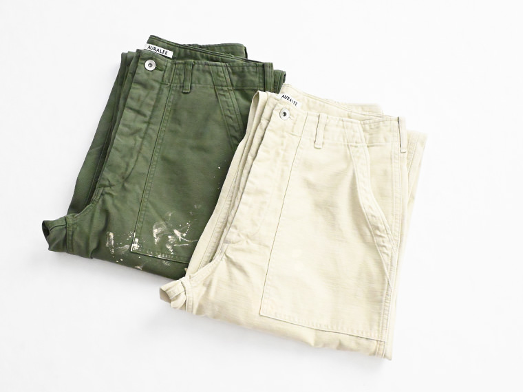 パンツ AURALEE Washed Bleached Baker pants AURALEE / Washed Baggy Satin Bleached Baker Pants (Olive