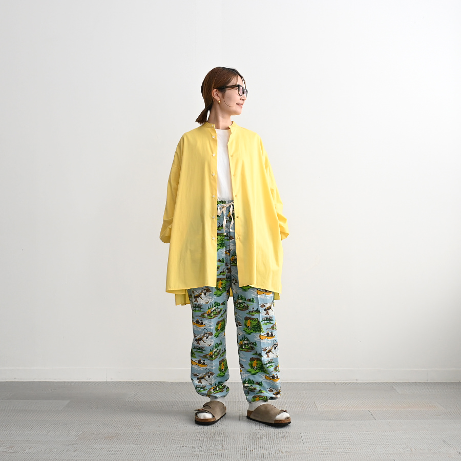 Graphpaper バンドカラーシャツ　イエロー 中古・古着通販】Graphpaper (グラフペーパー) バンドカラーシャツ