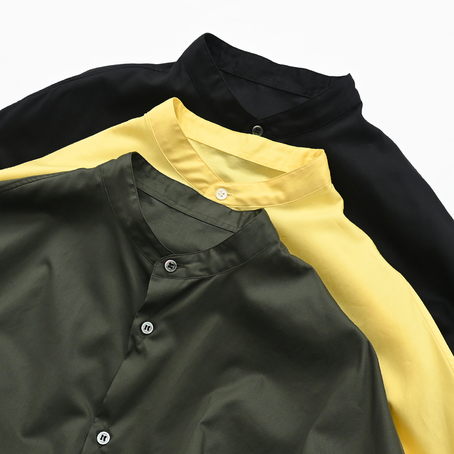 Graphpaper(グラフペーパー) Silicon Poplin Deep Slit Band Collar Shirt