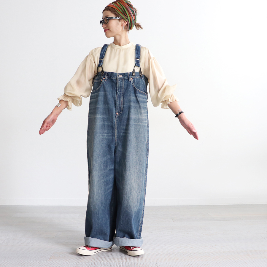 RhodolirioN (ロドリリオン)5ポケットサスペンダーデニムパンツ) RHODOLIRION (ロドリリオン) 5Pockets Suspender Pant - Denim