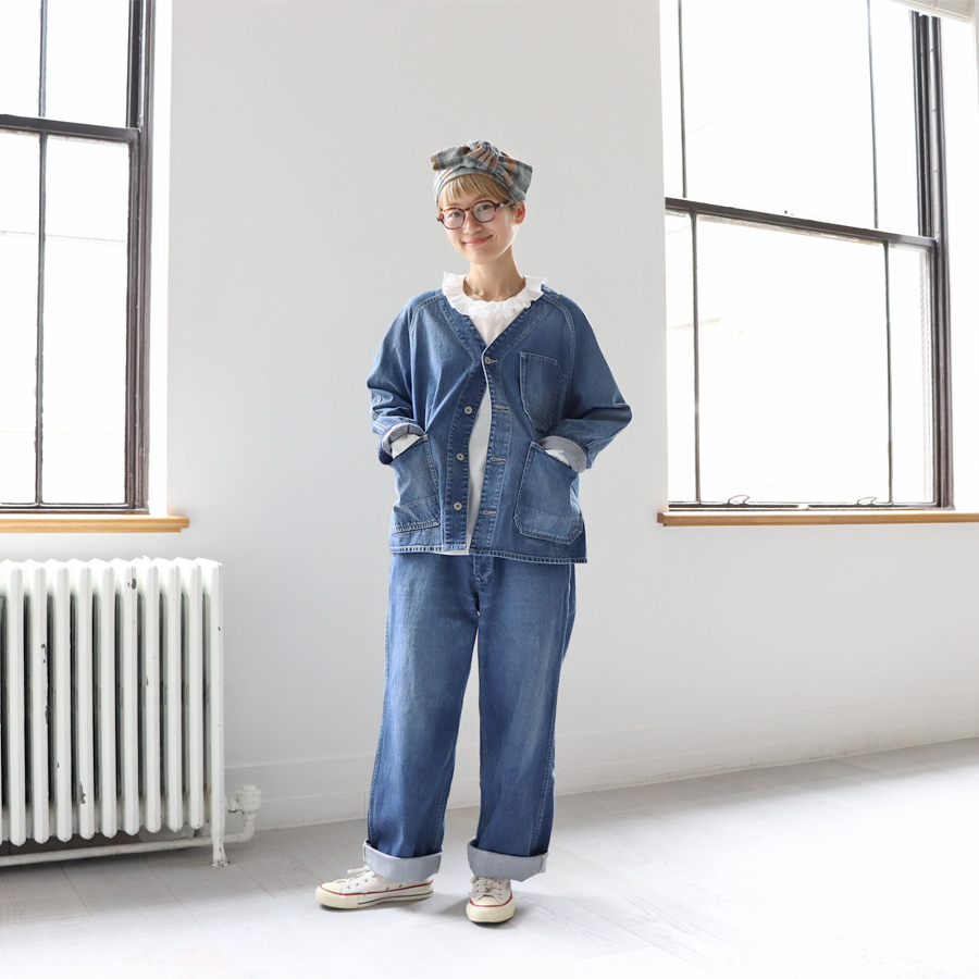 Veritecoeur (ヴェリテクール) ノーカラーデニムカバーオール