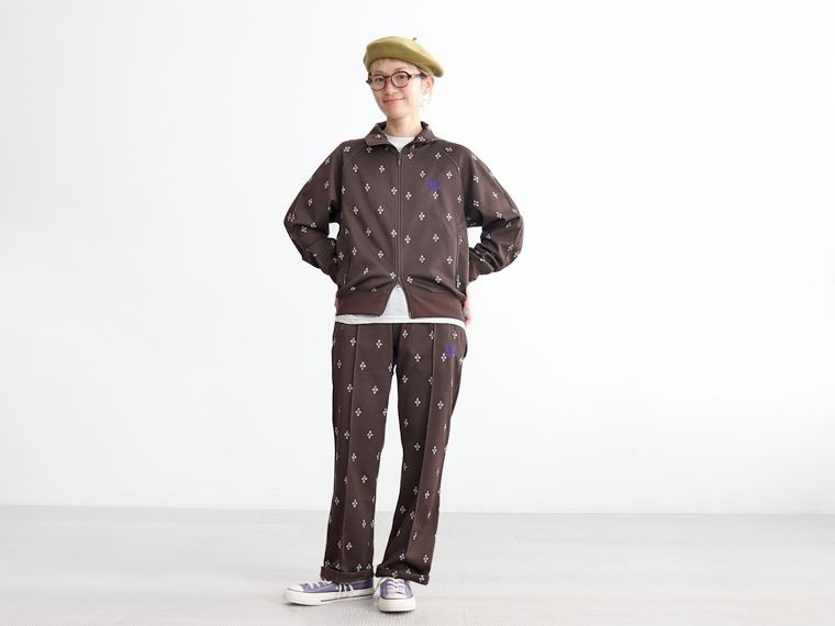 美品　needles ジャケット　総柄　ブラック　ブラウン　トラックパンツ Needles (ニードルズ) Track Jacket （トラックジャケット/ブラック