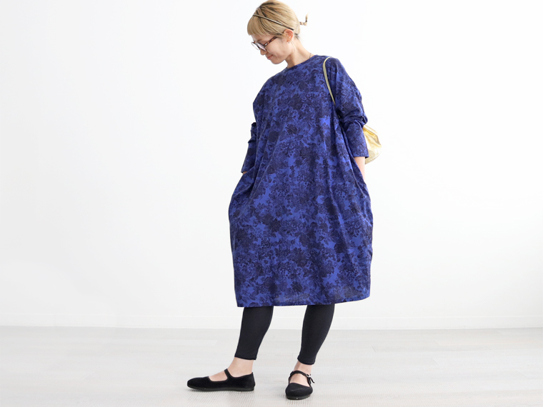 mizuiro ind (ミズイロインド) プリントコクーンワイドワンピース