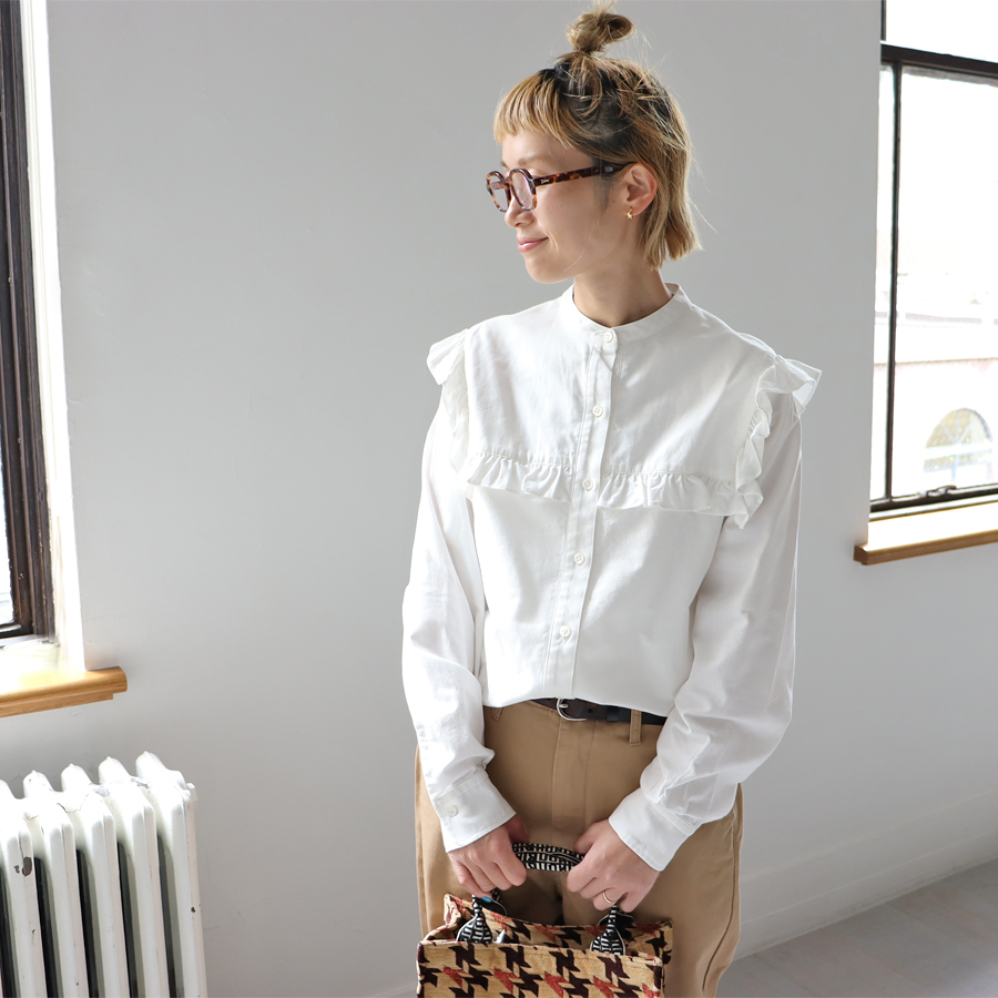 dahl'ia (ダリア) コットンオックス・フリルシャツ