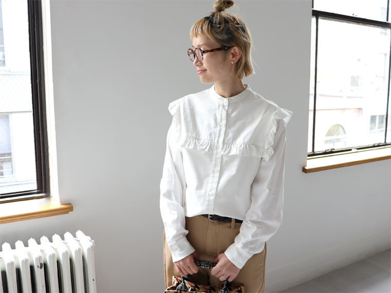 dahl'ia (ダリア) コットンオックス・フリルシャツ