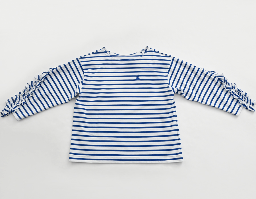 RhodolirioN (ロドリリオン) Swallow Frill Basque Shirt (ボーダー