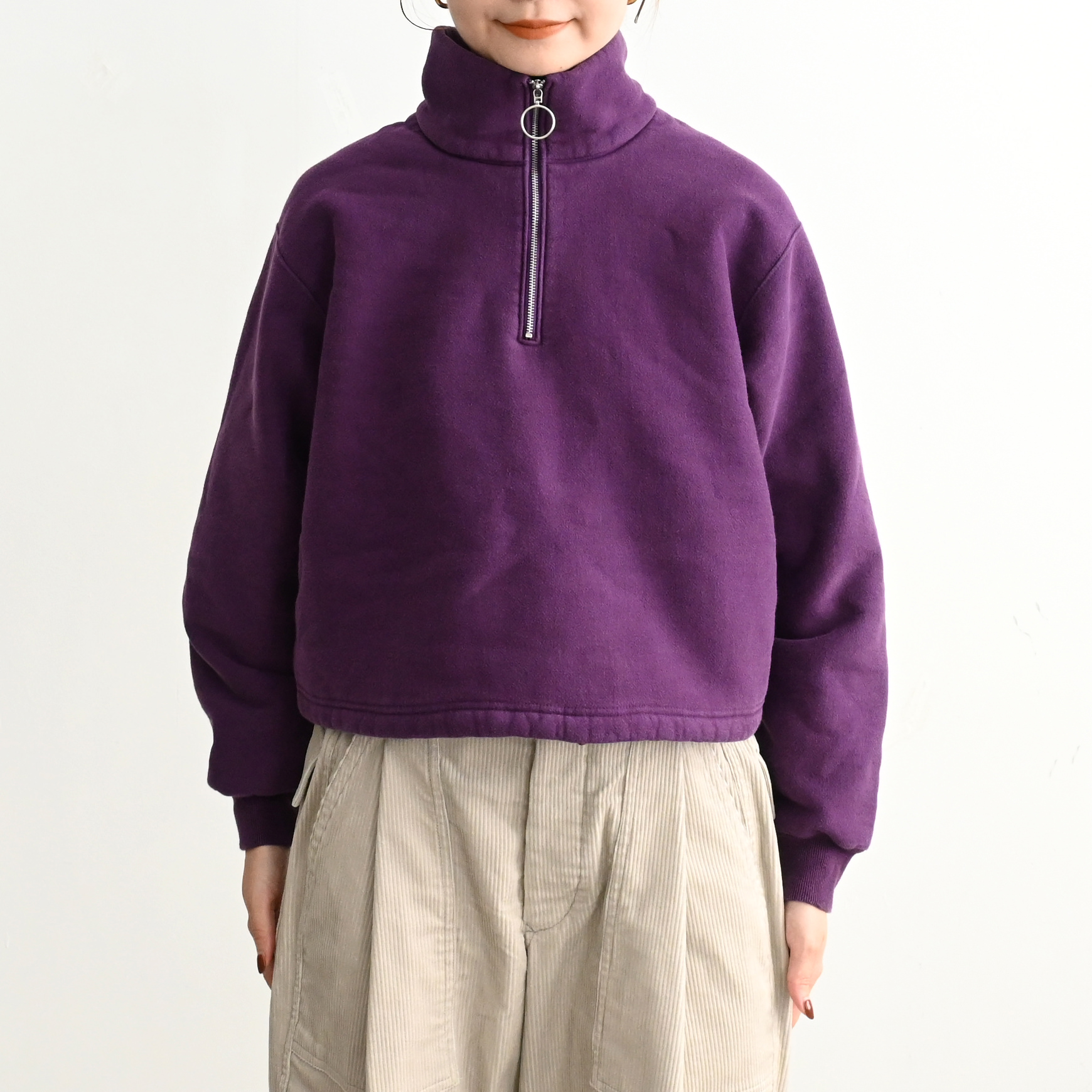 PHEENY(フィーニー) Athletic fleece half zip P/O short