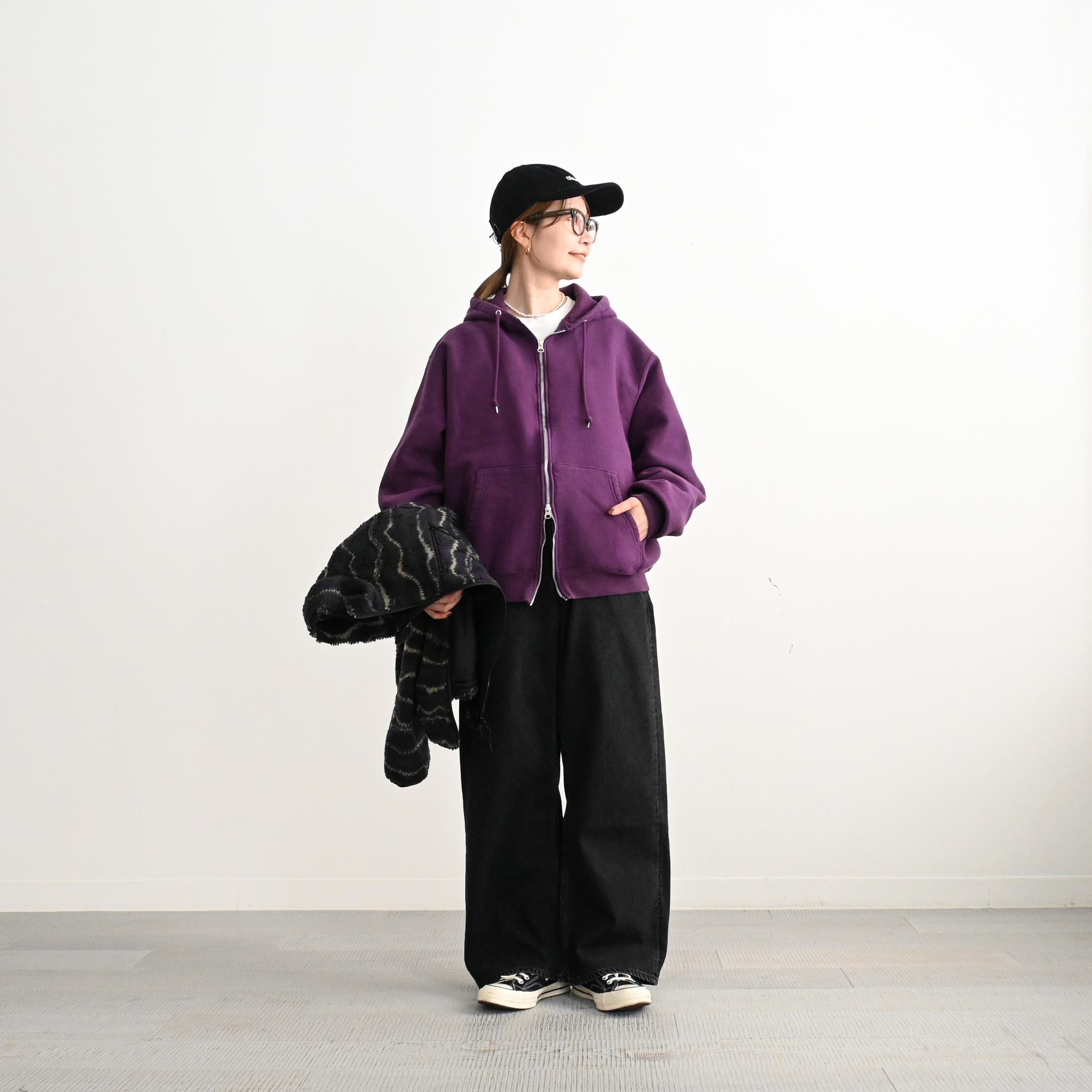 フィーニー pheeny zip スウェットポケット有パーカー新品未使用 PHEENY] フィーニー Athletic fleece zip up hoodie(PURPLE)