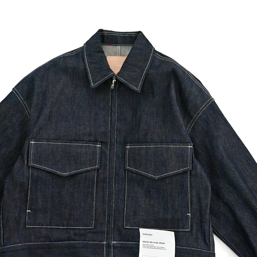 Graphpaper(グラフペーパー) Selvage Denim Zip Jacket-INDIGO RIGID-