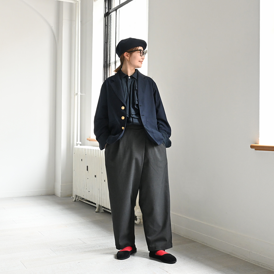 【マドモアゼルディオール】ジャケット チェック　赤　M ノーカラー　金ボタン マドモアゼルディオール】ジャケット チェック 赤 M ノーカラー