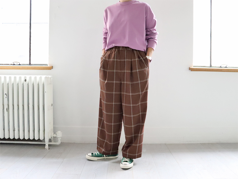 HUM VENT / ボトム/2/ウール/YLW/チェック// TRAVAIL MANUEL (トラバイユマニュアル) ウールトロチェック・2タック