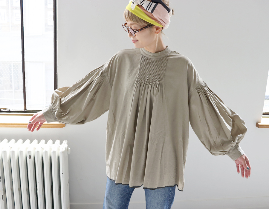 maison de soil (メゾンドソイル) バルーン袖・スタンドカラープル