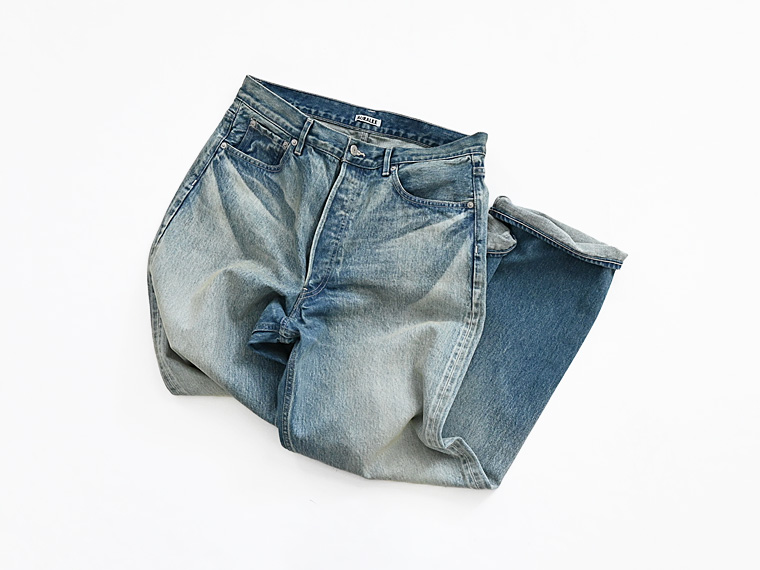 AURALEE (オーラリー) SELVEDGE FADED HEAVY DENIM WIDE PANTS