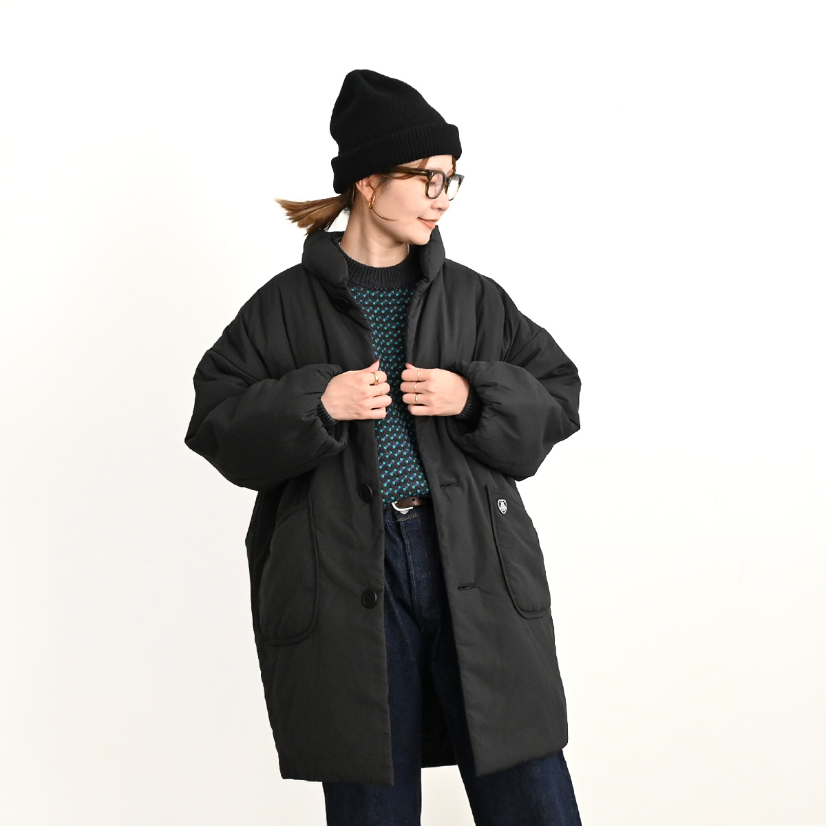 ORCIVAL (オーシバル) スタンドカラー 中綿ロングブルゾン