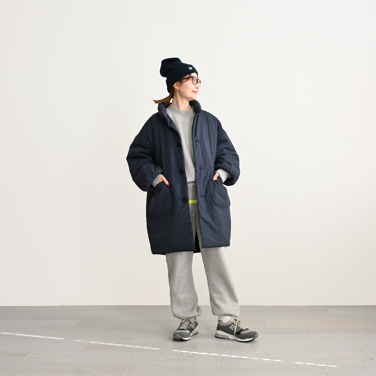 ORCIVAL (オーシバル) スタンドカラー 中綿ロングブルゾン