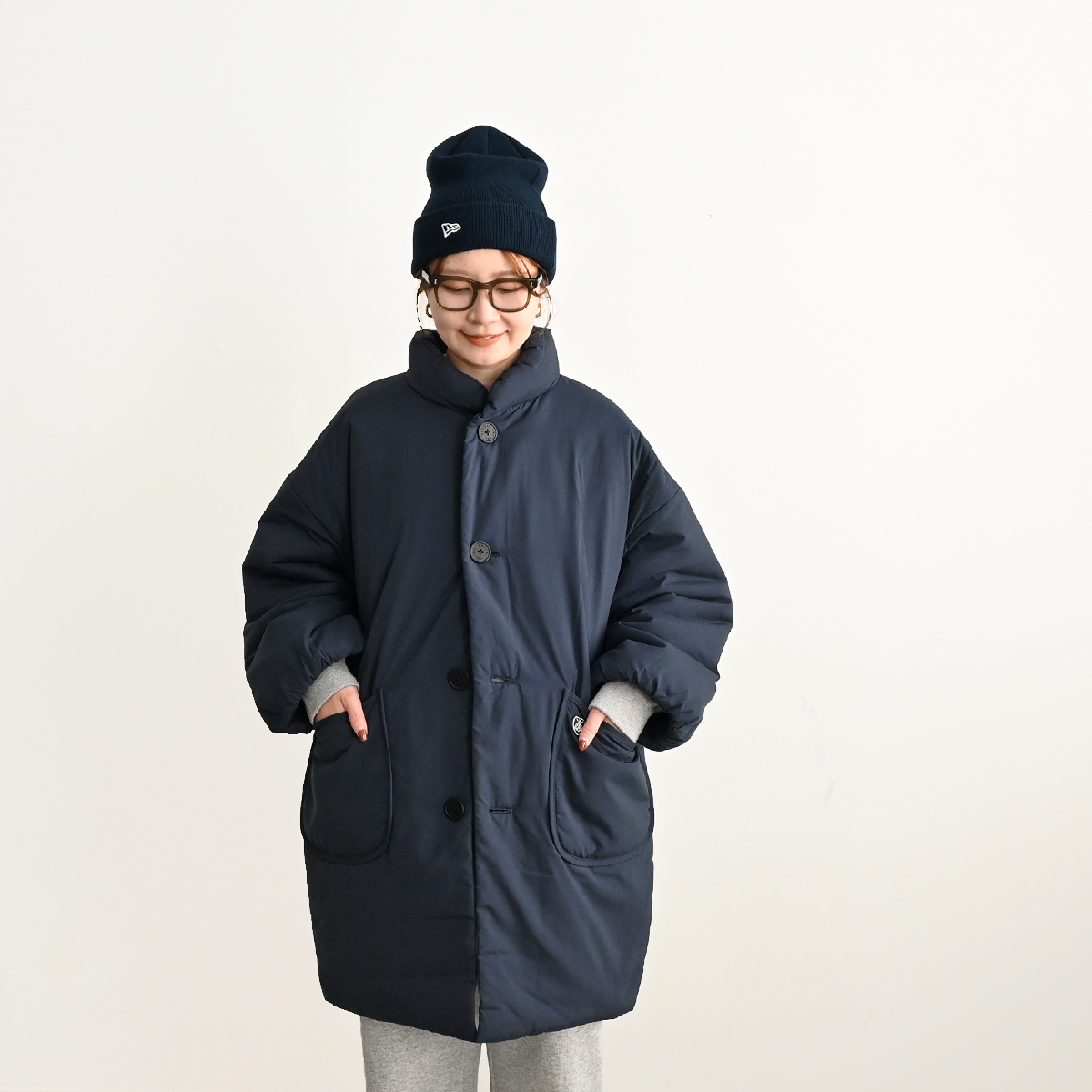 ORCIVAL (オーシバル) スタンドカラー 中綿ロングブルゾン