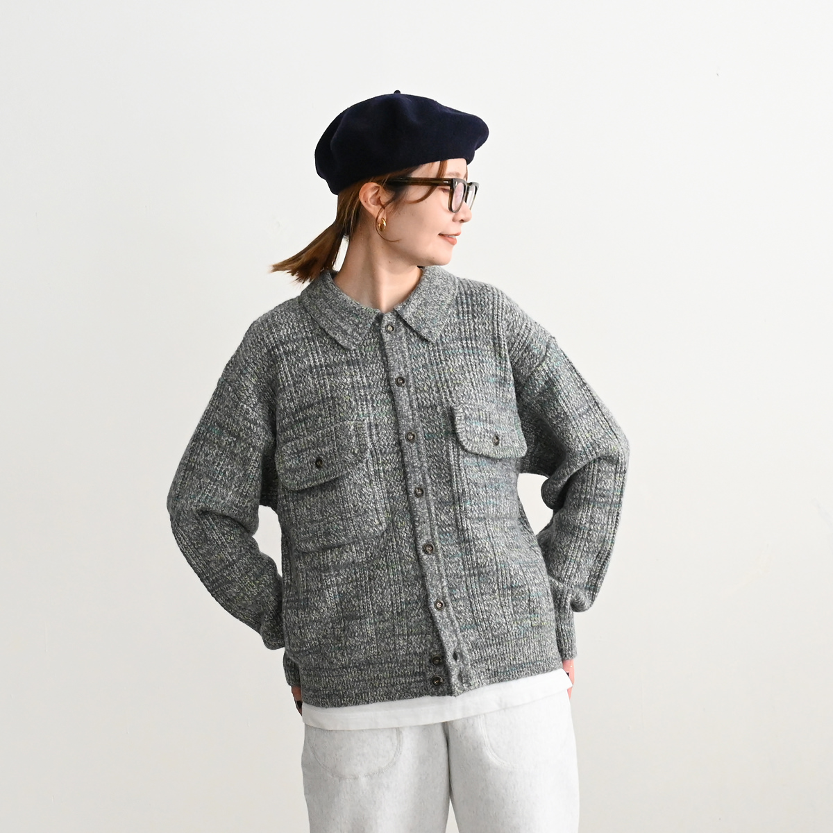 crepuscule (クレプスキュール) Rib Pattern Knit Jacket
