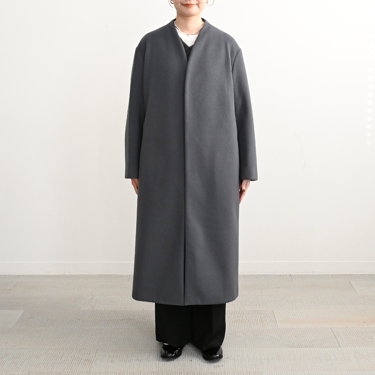 PHEENY プリントジャージードレープネック PHEENY(フィーニー) Needle rever stretch scarf coat