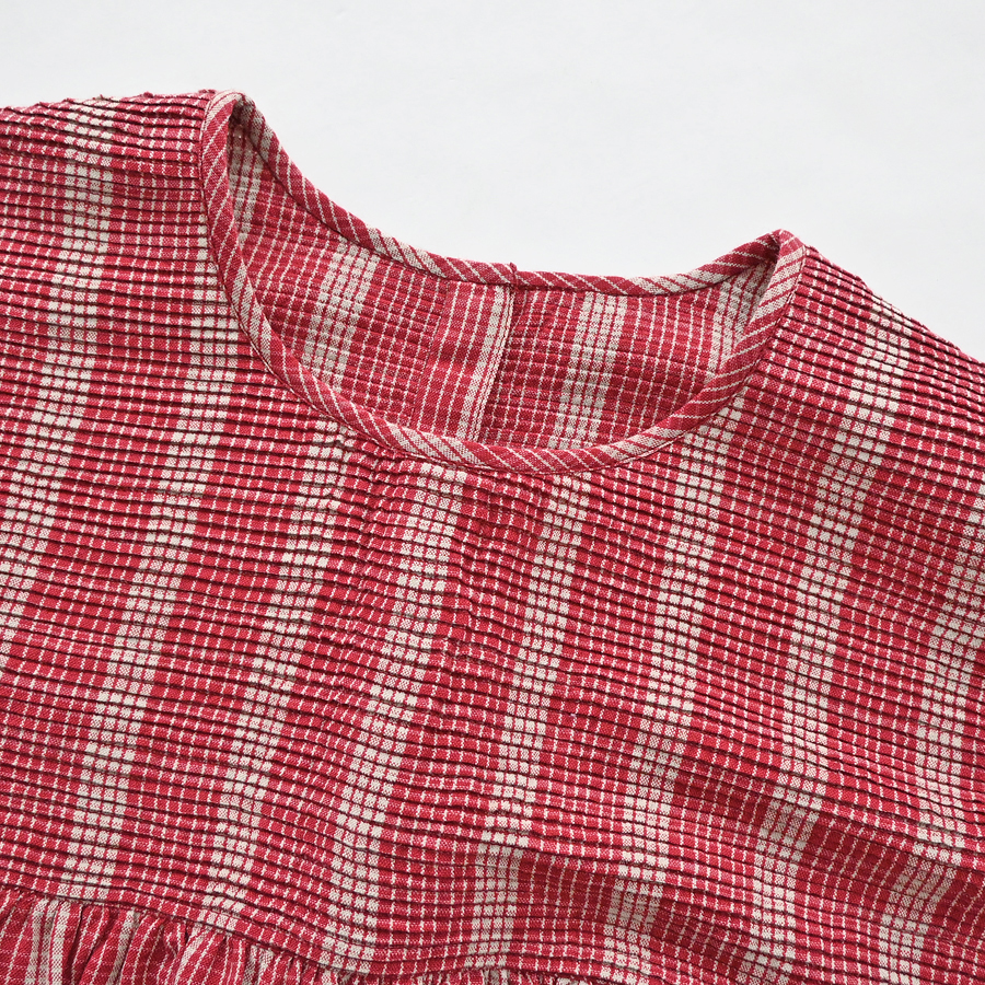 maison de soil (メゾンドソイル) チェック・ピンタックプルオーバーシャツ