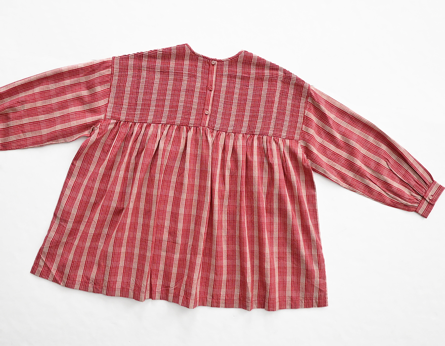 maison de soil (メゾンドソイル) チェック・ピンタックプルオーバーシャツ