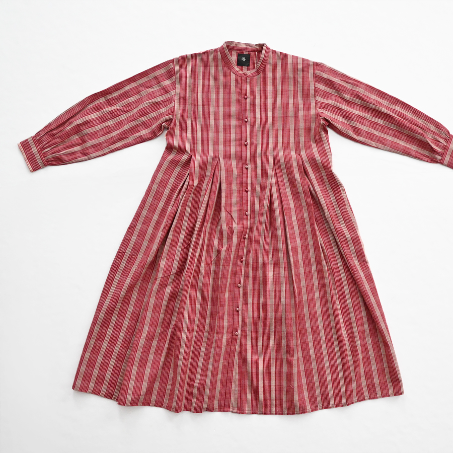 maison de soil (メゾンドソイル) チェック・バンドカラーシャツワンピース