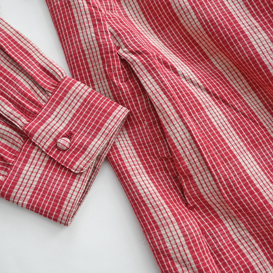 maison de soil (メゾンドソイル) チェック・バンドカラーシャツワンピース