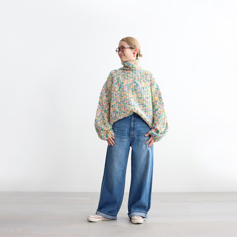 unfil (アンフィル) SUPERKID MOHAIR & COTTON NEP YARN RIBBED-KNIT