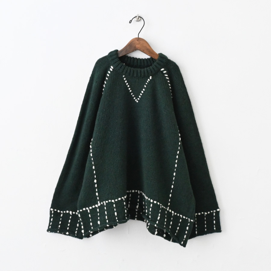 ONE FIFTH(ワンフィフス) HANDKNIT RAGLAN STITCH CREW -ナイモノねだり