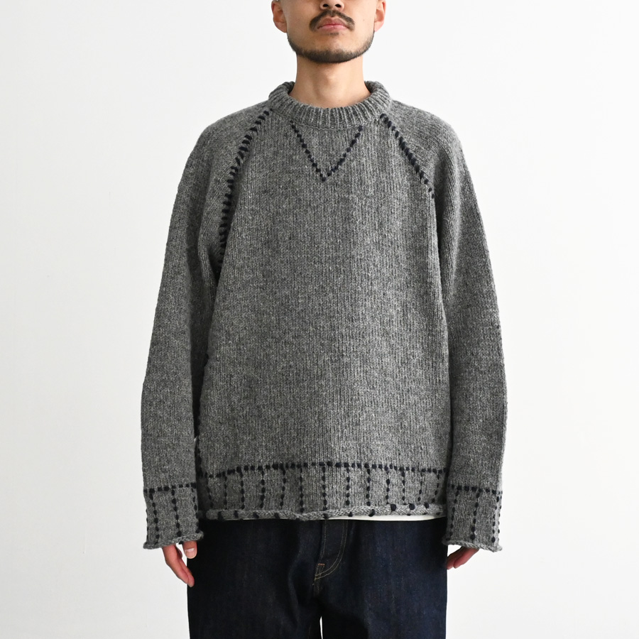 ONE FIFTH (ワンフィフス) HANDKNIT RAGLAN STITCH CREW -ナイモノねだり