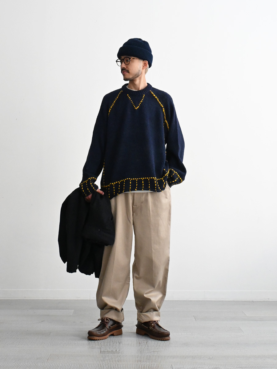 ONE FIFTH (ワンフィフス) HANDKNIT RAGLAN STITCH CREW -ナイモノねだり