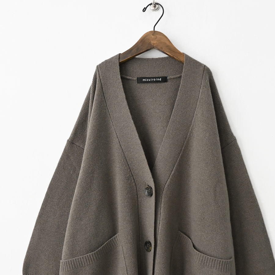 mizuiro ind (ミズイロインド) ワイドVネック・ロングカーディガン