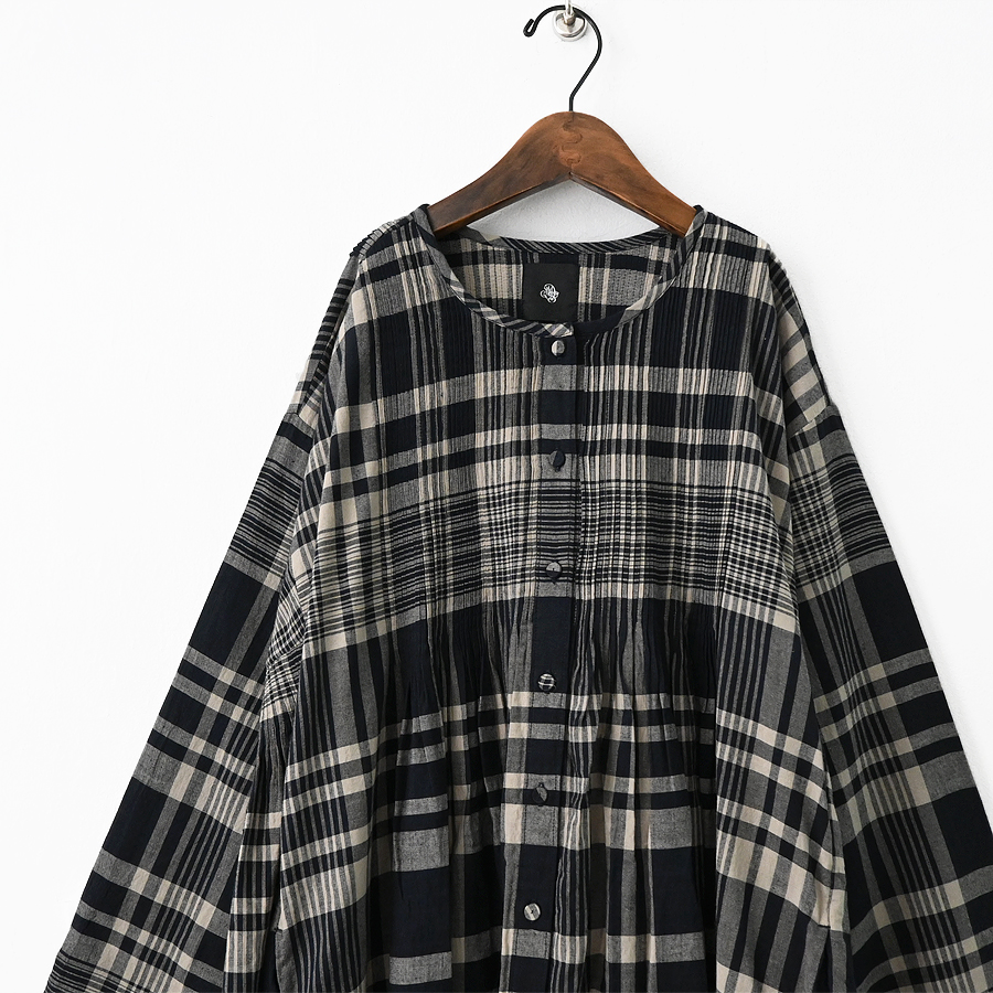 メゾンドソイル チェック柄 ロングシャツワンピース maison de soil