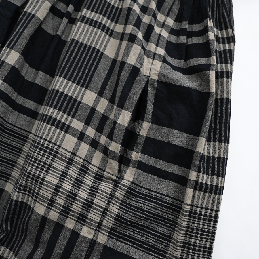 maison de soil (メゾンドソイル) チェック・クルーネックシャツワンピース
