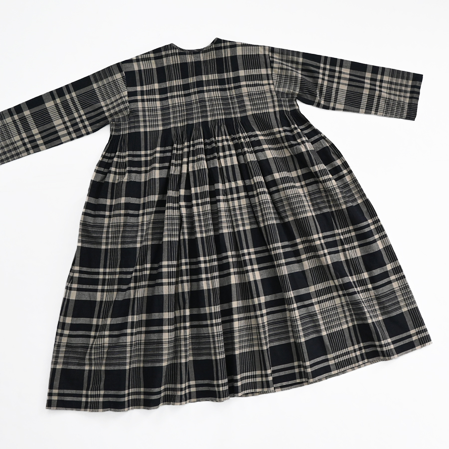 maison de soil (メゾンドソイル) チェック・クルーネックシャツワンピース