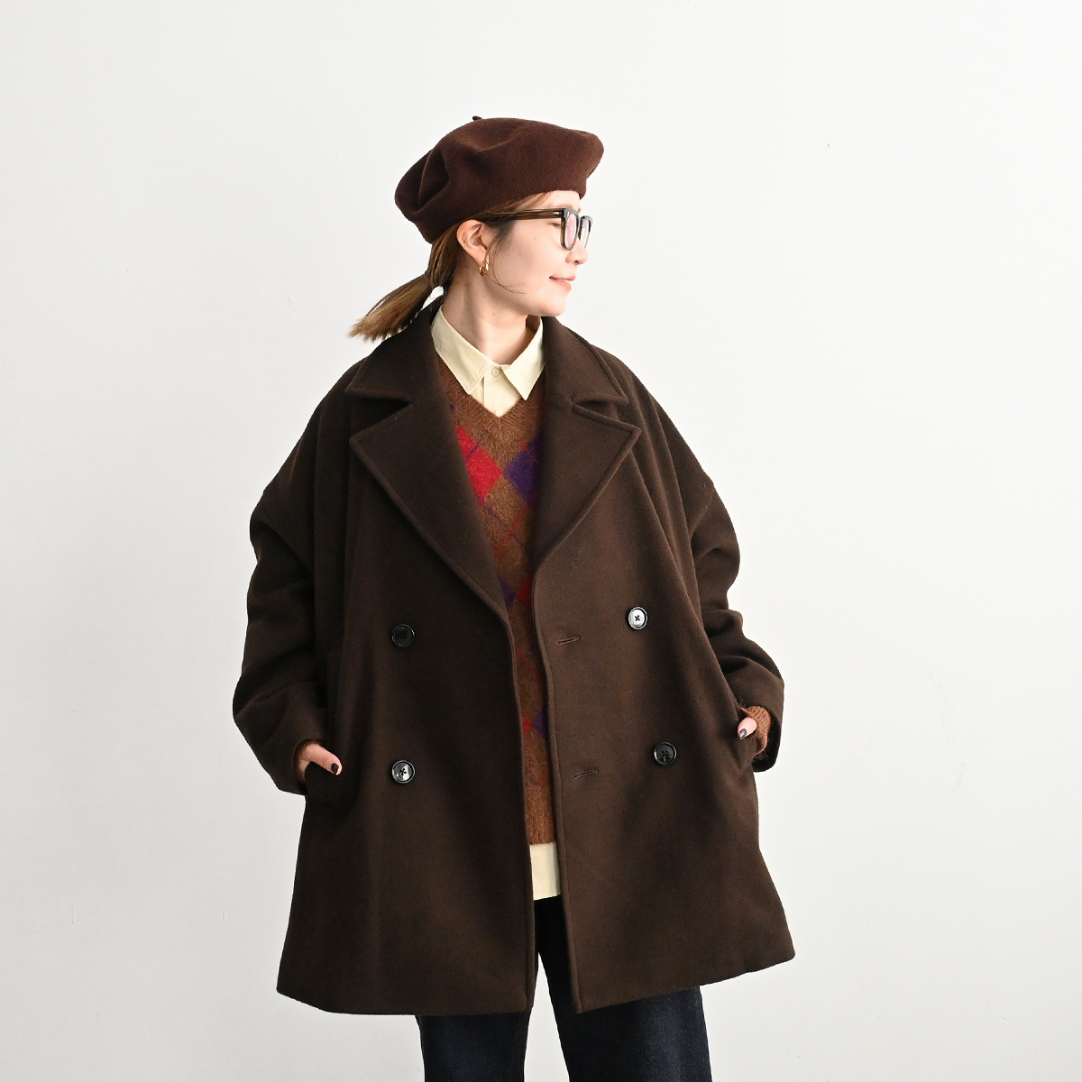 ONE FIFTH(ワンフィフス) ウールメルトン・ダブルコート