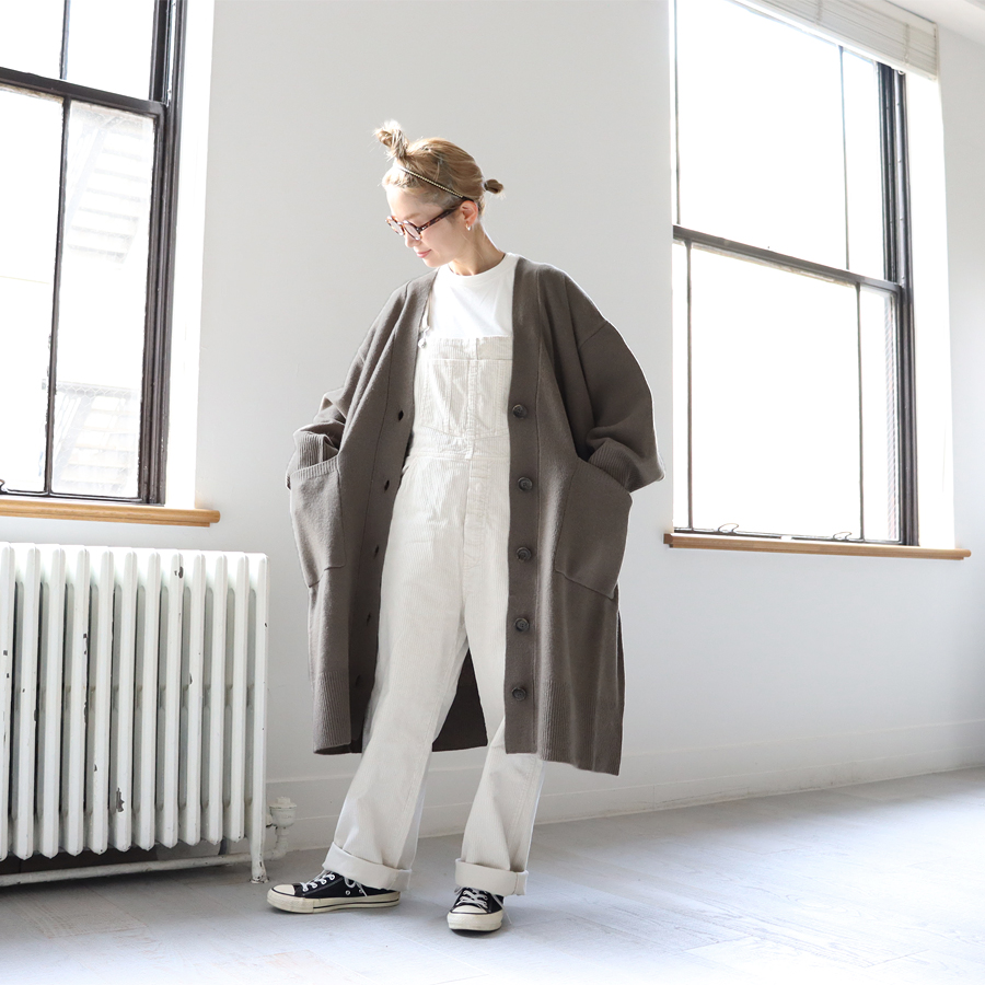 mizuiro ind (ミズイロインド) ワイドVネック・ロングカーディガン