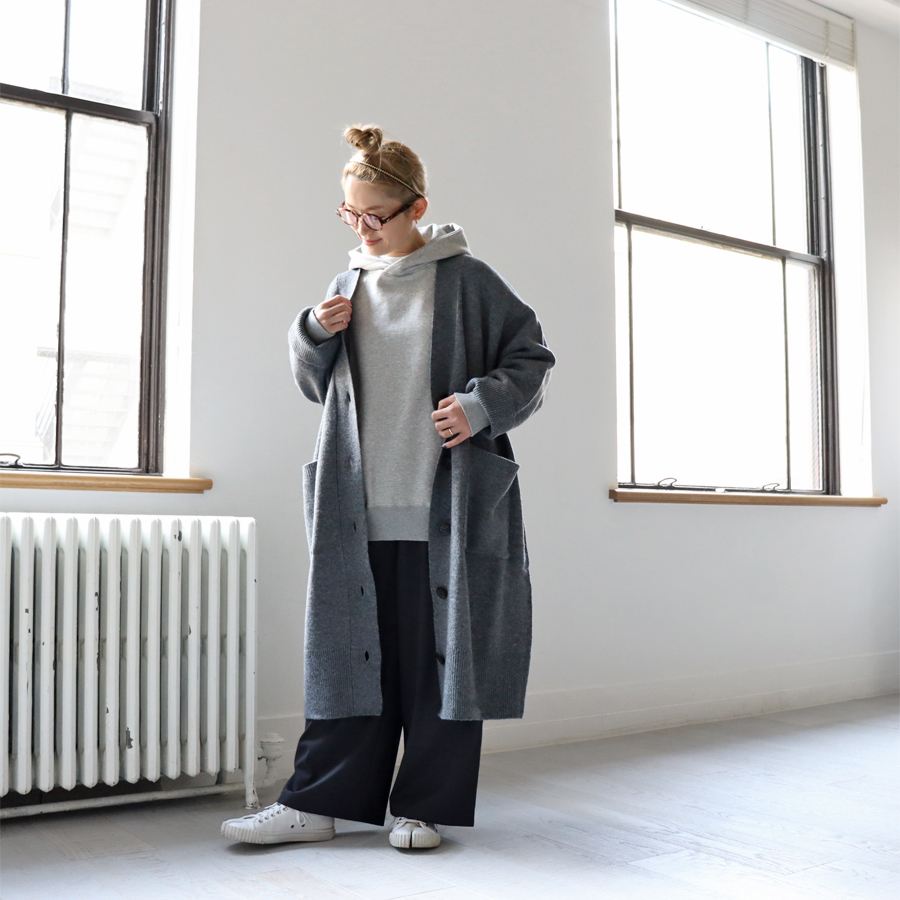 mizuiro ind (ミズイロインド) ワイドVネック・ロングカーディガン