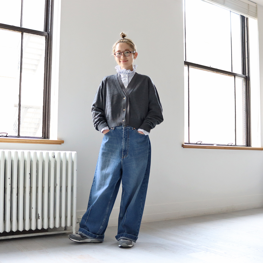 mizuiro ind (ミズイロインド)シフォンフリル・Vネックカーディガン